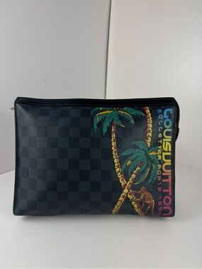 Louis Vuitton Men's Damier Graphite Palm Tree Pouch - Black